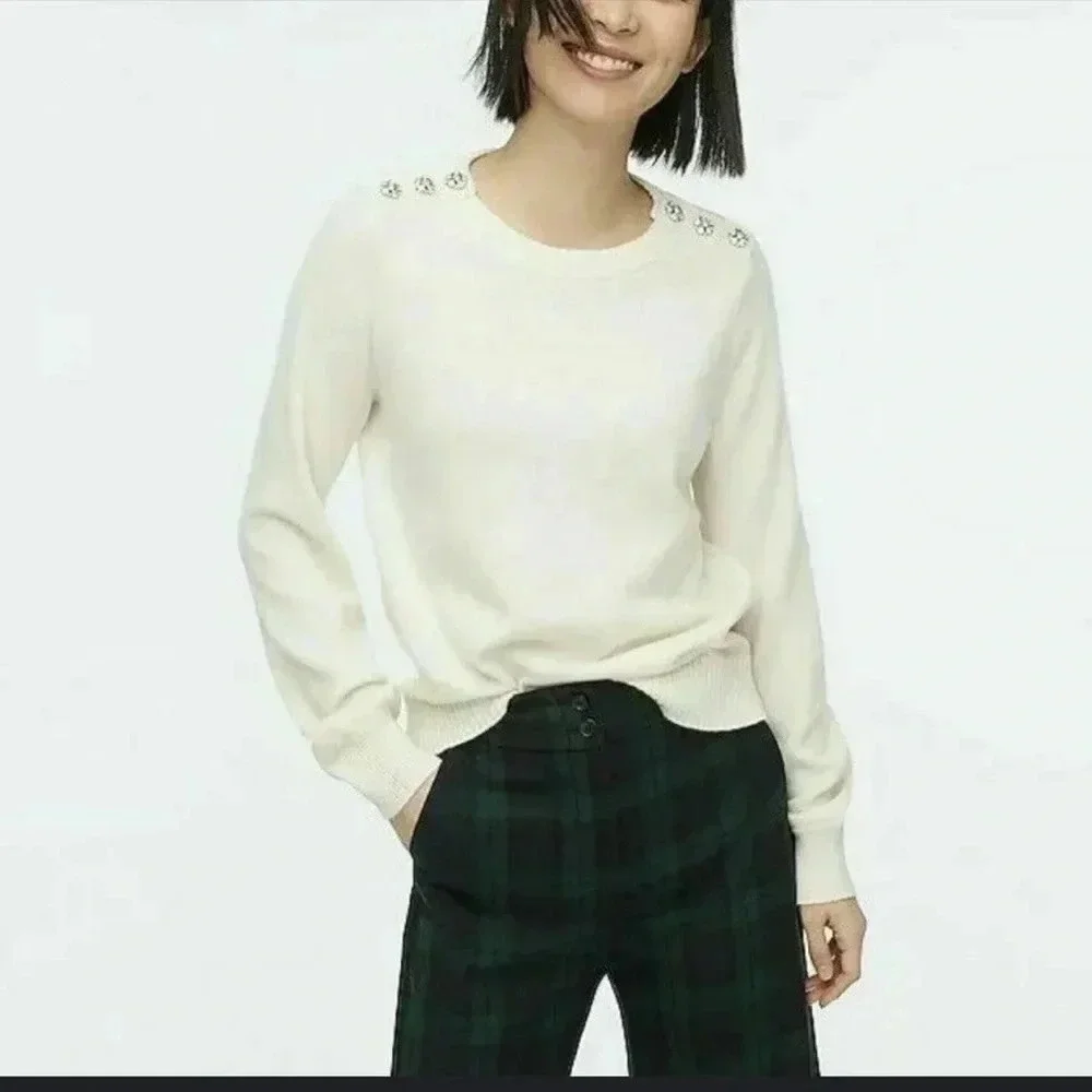J. Crew Crewneck Sweater Rhinestones Medium